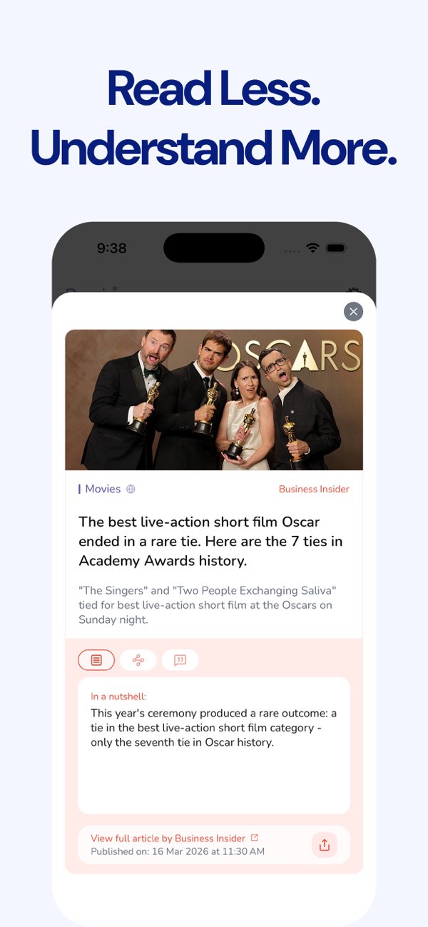 NewsScrl app preview showing visual summaries